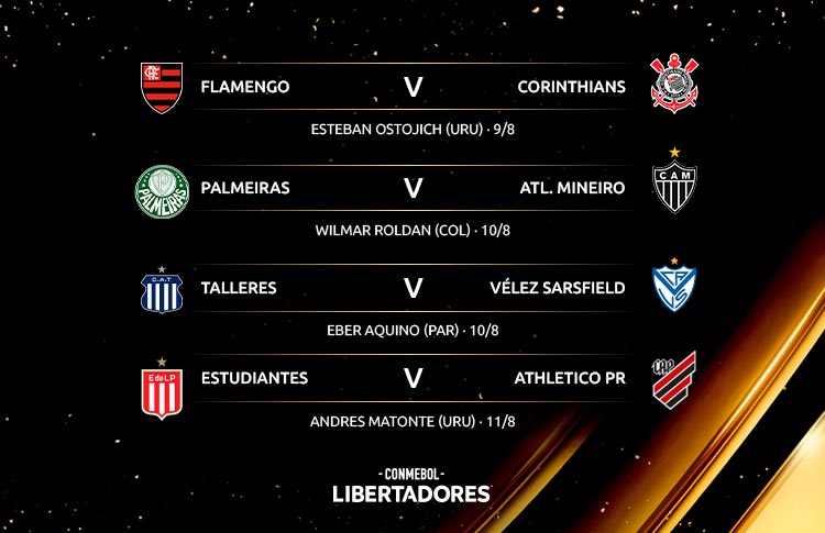 arbitros dos jogos de volta das quartas de final da libertadores