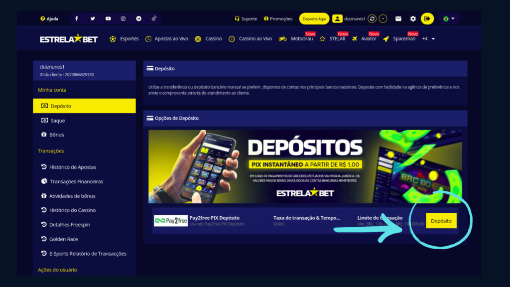 estrela bet deposito pix