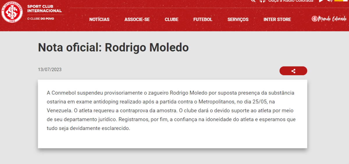 doping rodrigo moledo do internacional