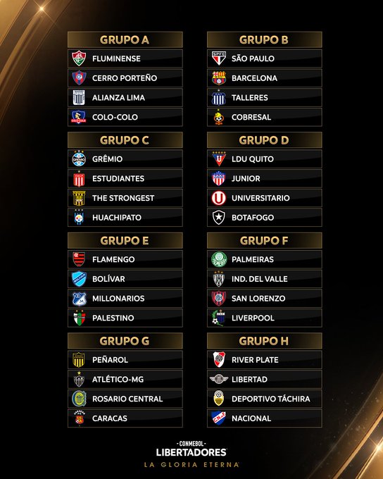 Sorteio: Definidos os Grupos da Copa Libertadores 2024
