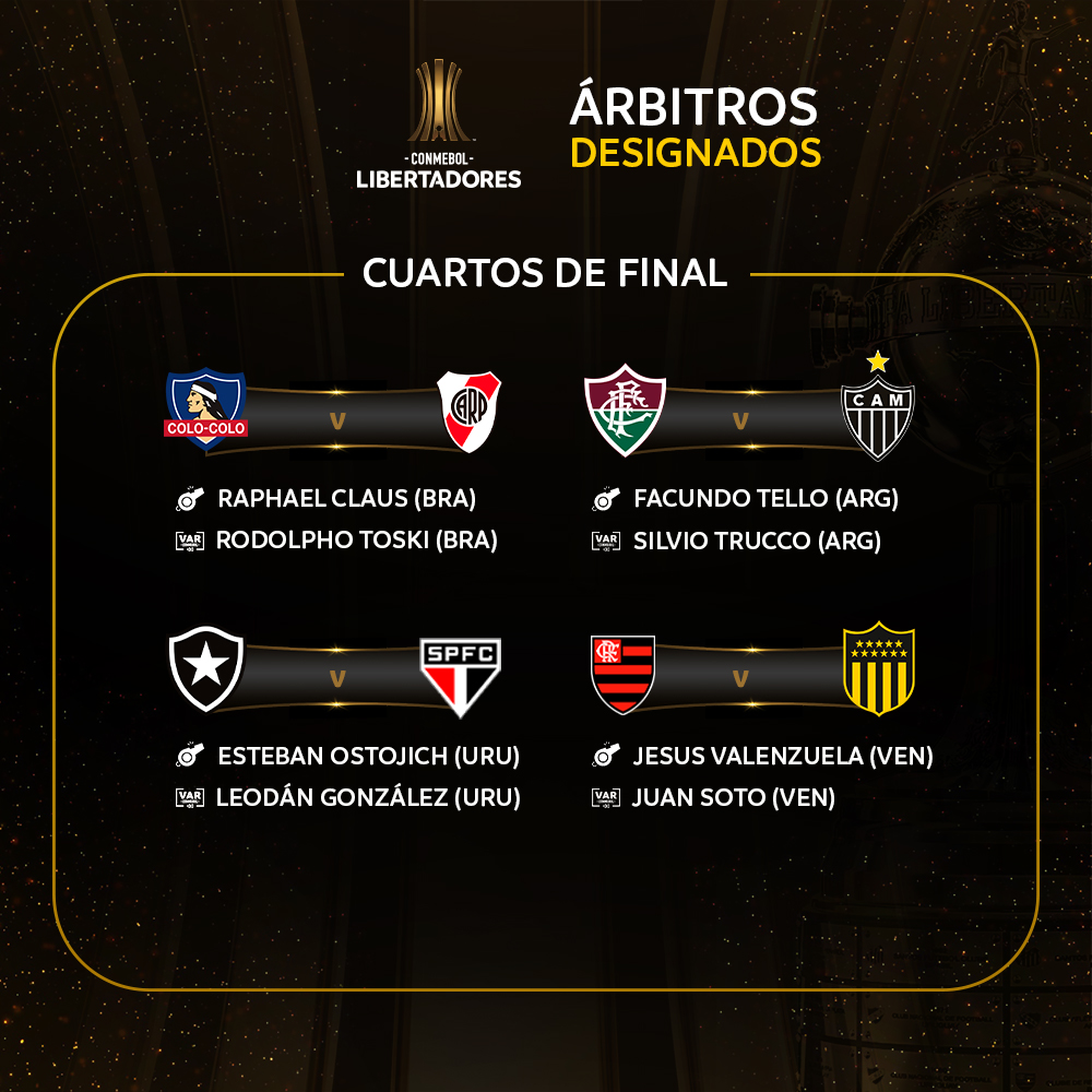 Quartas de final da Libertadores 2024: Árbitros