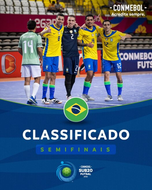 Futsal Sub 20: Brasil na semifinal do Conmebol Sul Americano