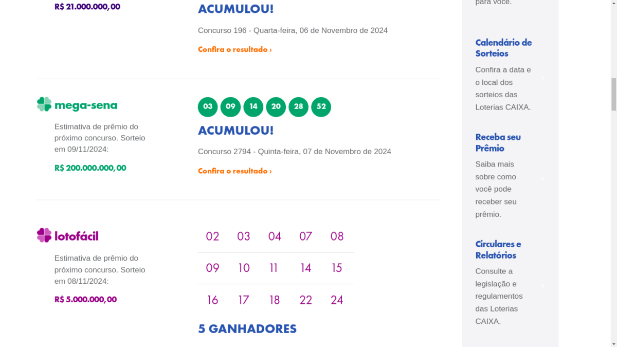 Resultado da mega sena concurso 2794