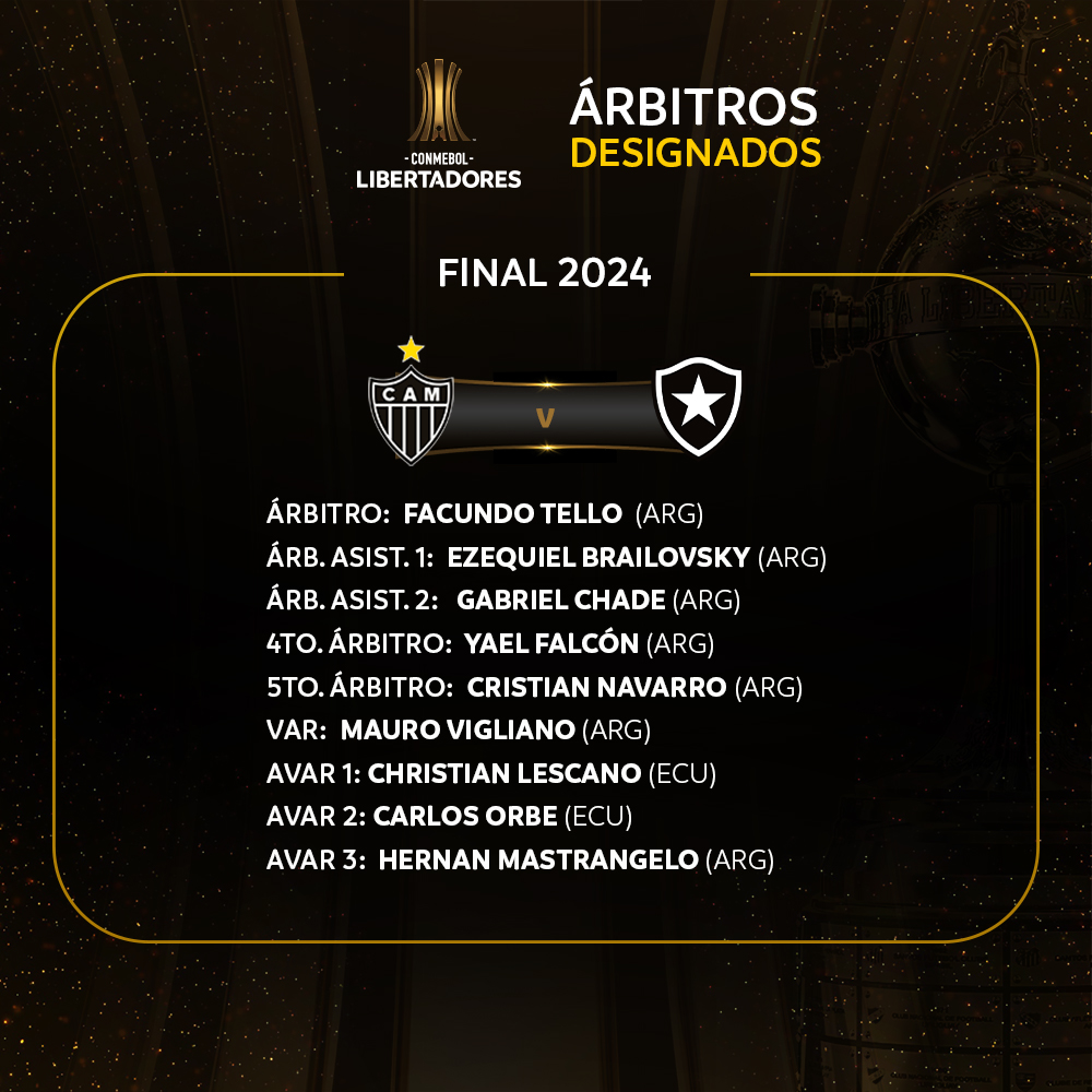 escala de árbitros da final da libertadores 2024