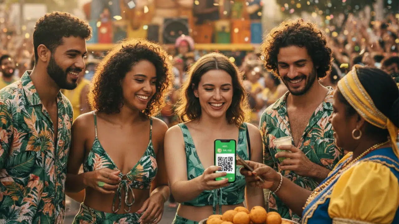 Infográfico Carnaval 2026 Guia de Gastos e Pix.